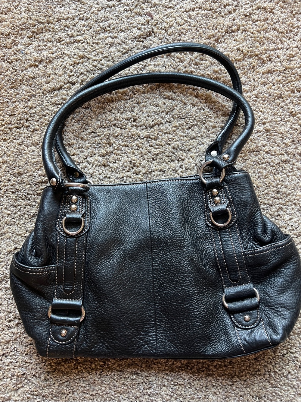 Wilsons Leather Black Pebbled Leather Shoulder Bag - Picture 1 of 4